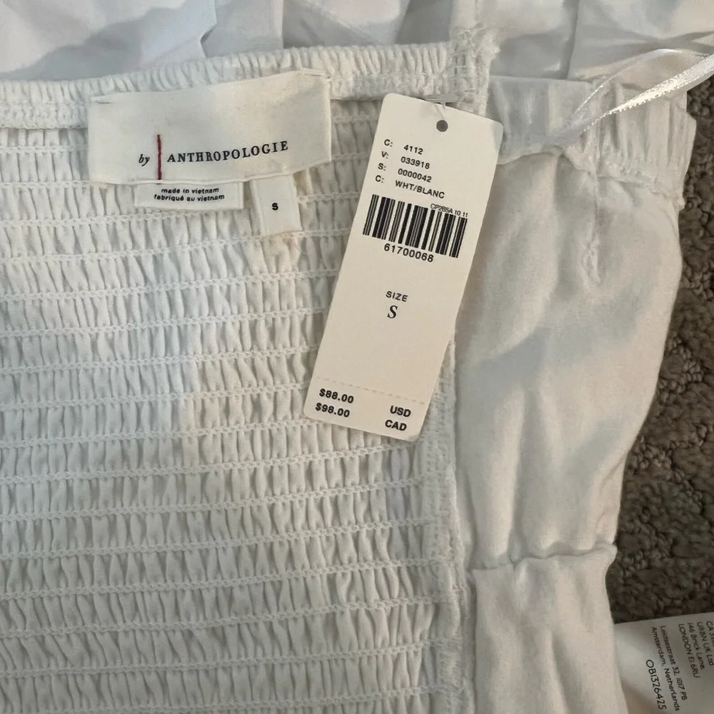 NWT Anthropologie White Smocked Ruffle Strapless Top - Size S - Perfect Bridal! - Picture 4 of 8